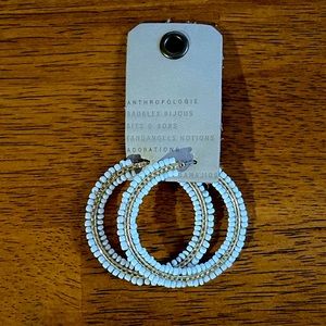NWT Stunning Carter Beaded Hoop Earrings by Anthropologie in White!